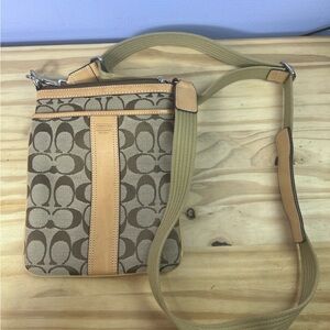 Coach Signature Jacquard Swingpack 6016 Vintage Khaki/Tan